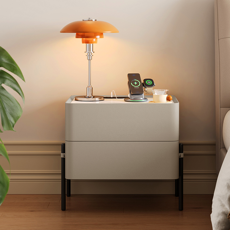 顾家家居意式充电储物岩板台面卧室收纳储物床头柜DS8055G
