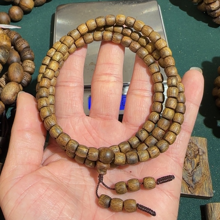 沉香手串?***明白棋老料鼓珠多圈0.6