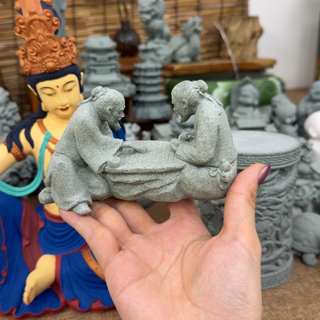 石材青砂石老者对弈