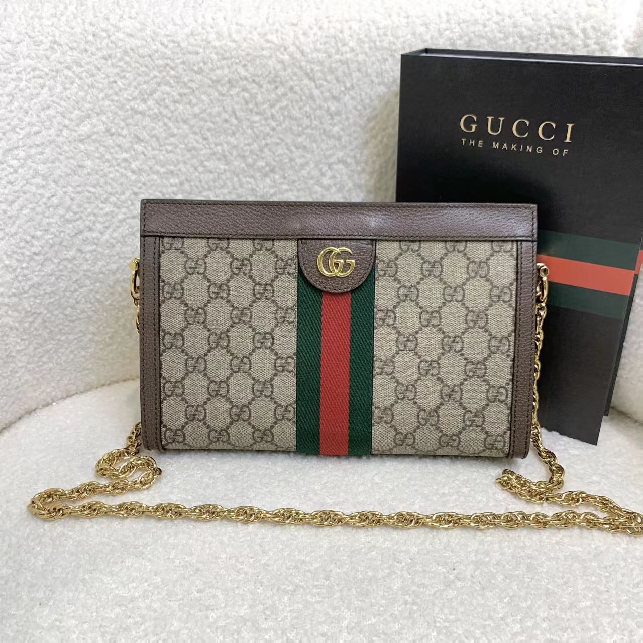 99新 GUCCI/古驰 壹臻/老花op夹子包小号/42743173
