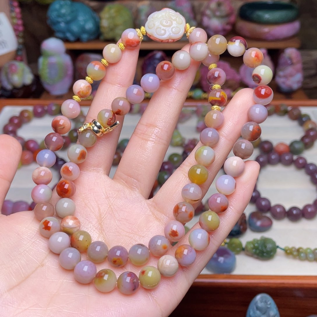 玛瑙/玉髓珠宝半成品合金盐源玛瑙包浆双圈