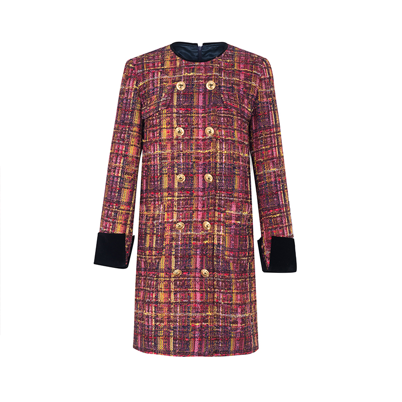 商场同款新品羊毛混纺粗花呢连衣裙N199B33515