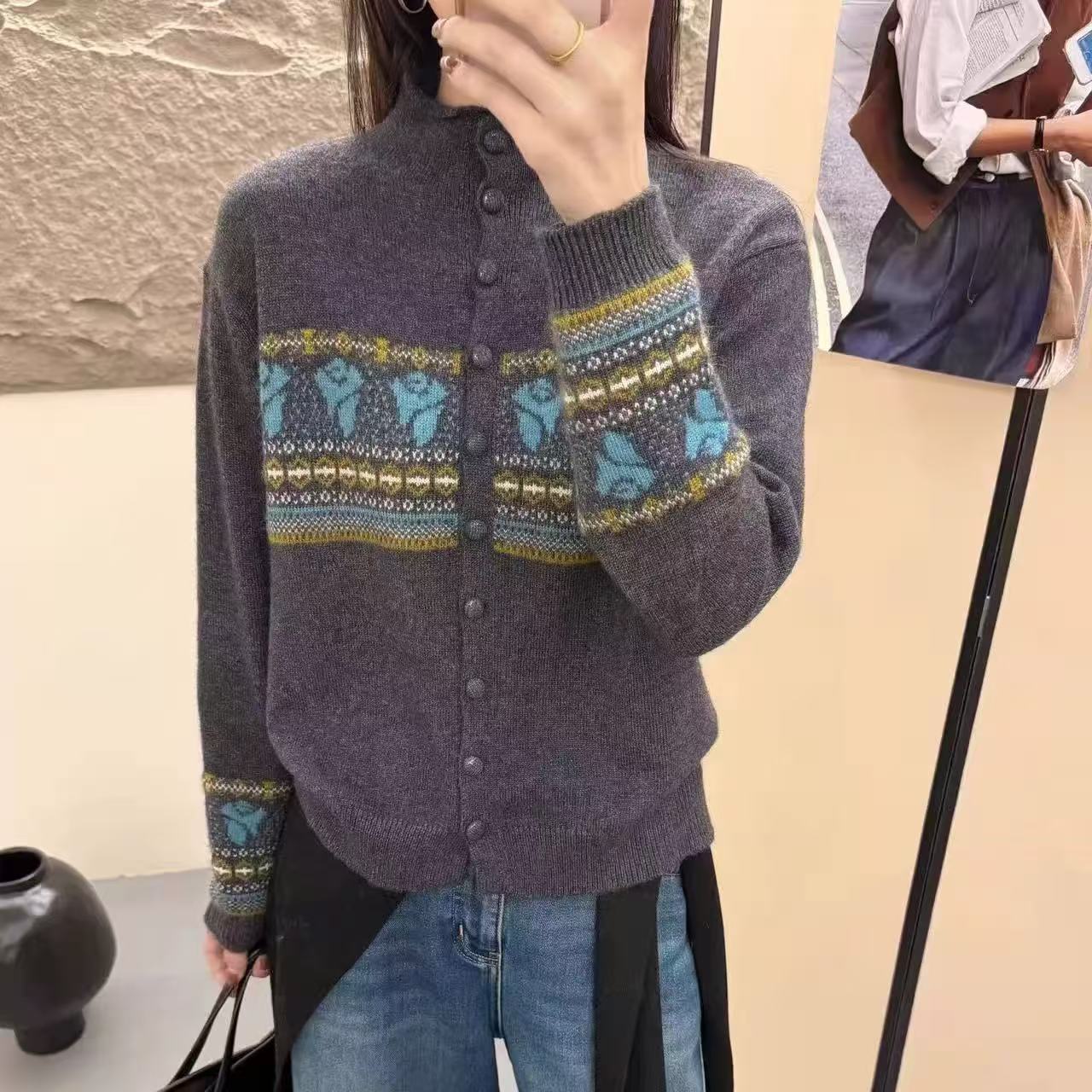 【青鸟~灰扣】套头新款2025新款百搭时尚针织衫A22