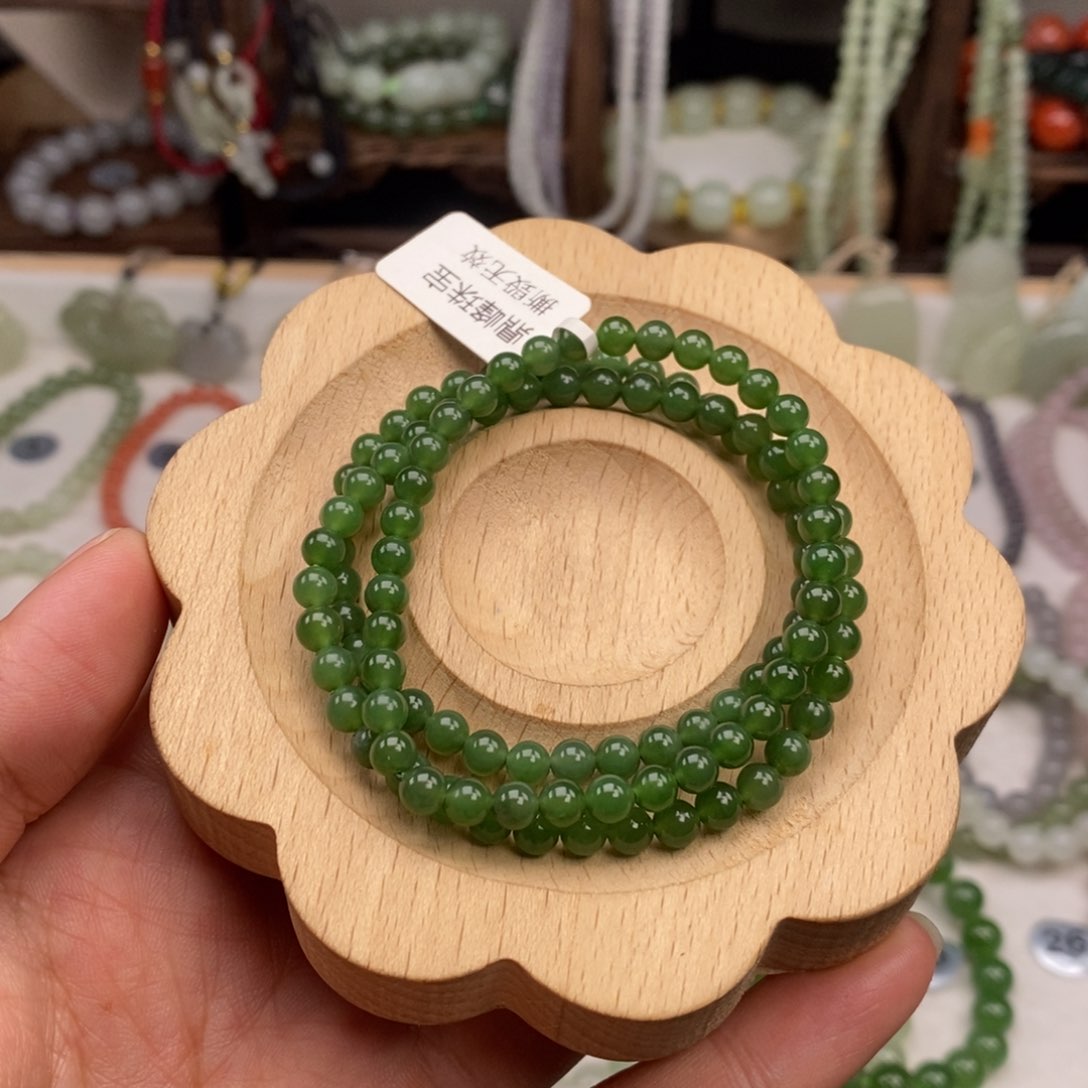 和田玉手链未镶嵌柚5mm