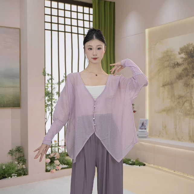 王小婧夏季飘逸舞服上衣练功服开衫古典舞现代舞拉丁瑜伽现代