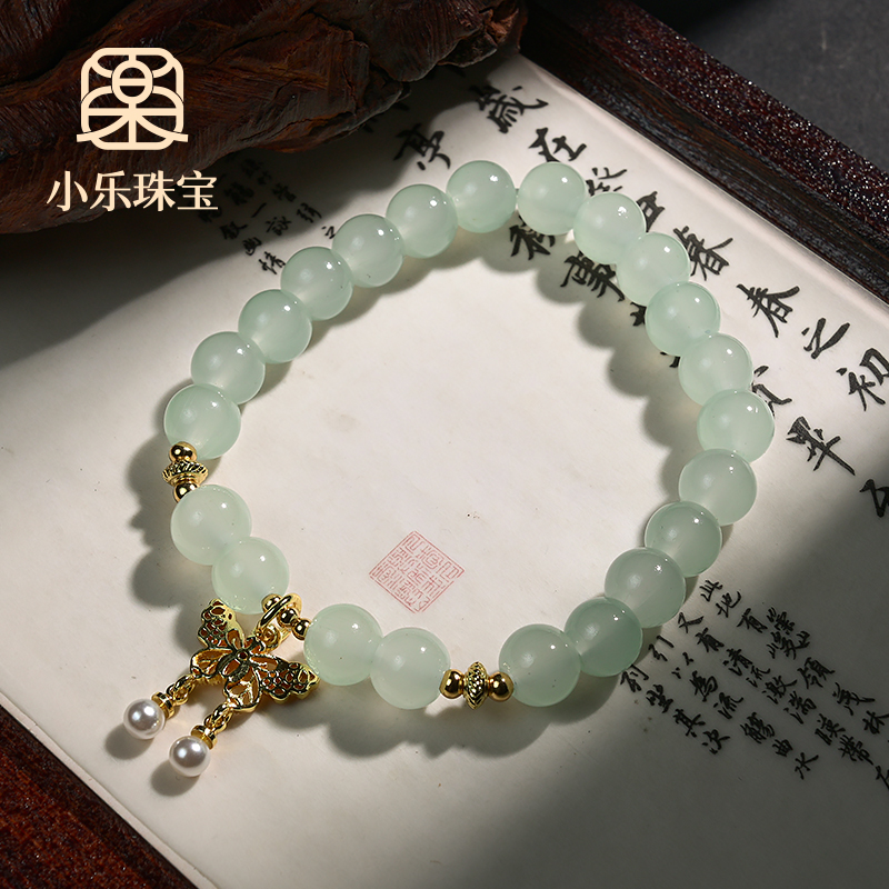 非金属玻璃手链 绿色复古宫廷女简约风精致手链-Y1172