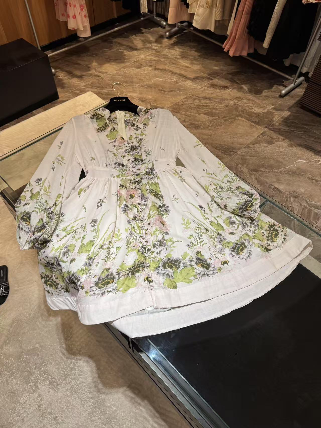 WW2025新款女士时尚休闲印花长袖连衣裙w201009