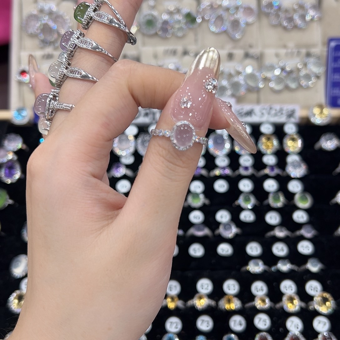 雪***)银S925镶嵌戒指萤石