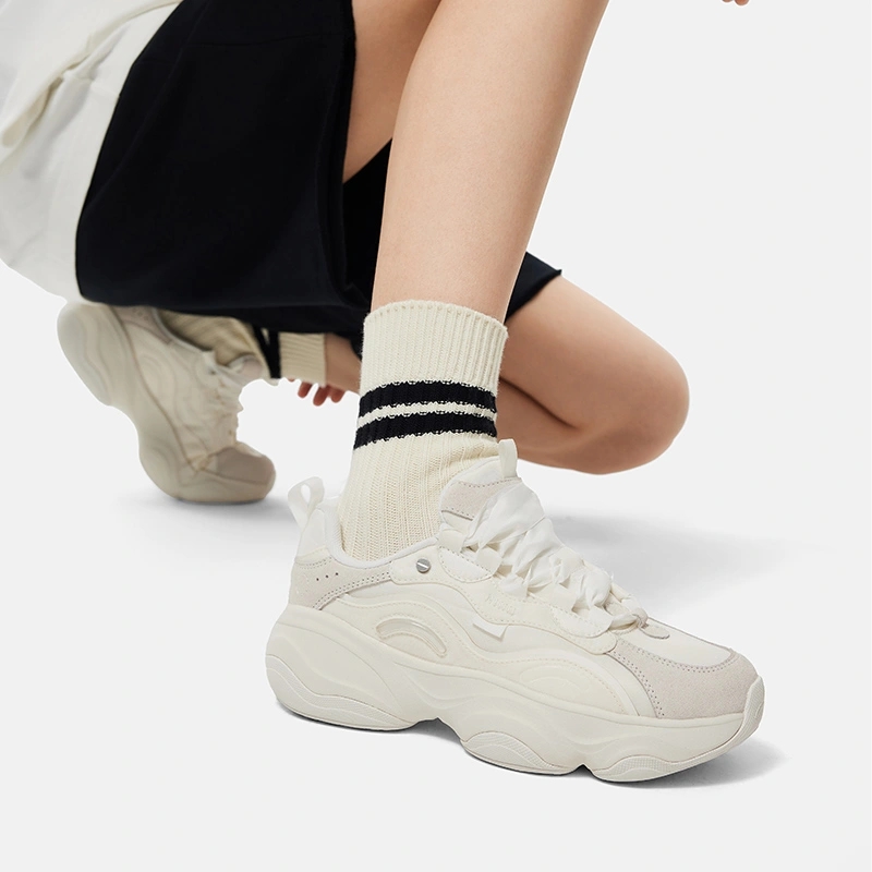 李宁2024新 蜜糖 女子经典百搭老爹鞋舒适厚底休闲鞋AGCU246