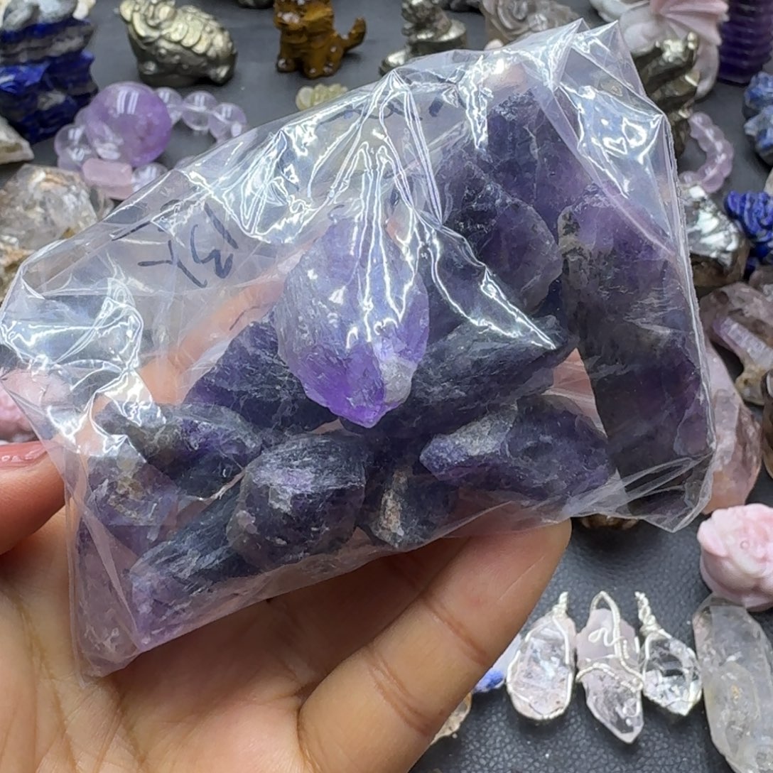 石材紫水一包摆件