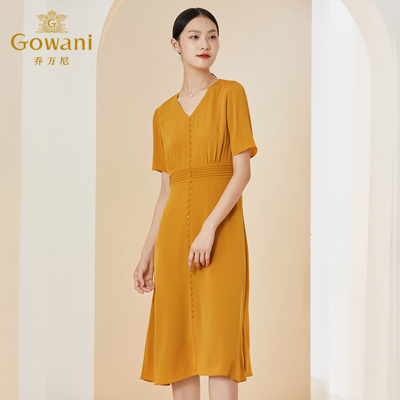 乔万尼真丝连衣裙商场同款夏季新款高端桑蚕丝长裙EI2E789