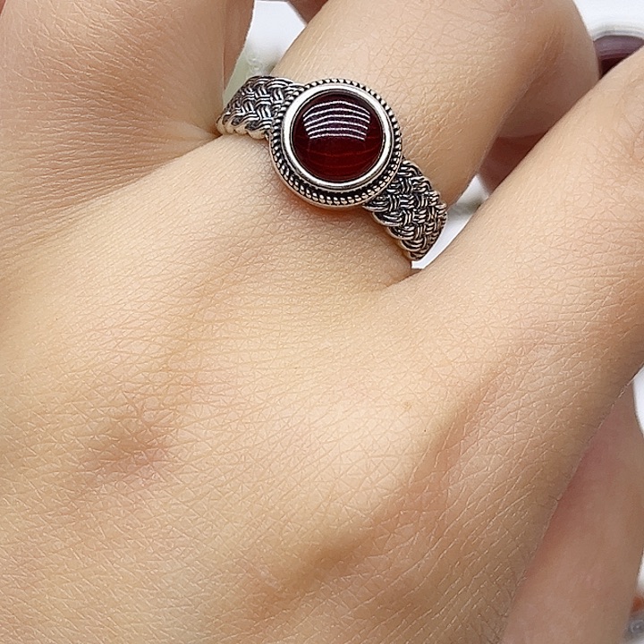 血珀戒指银S925镶嵌天然