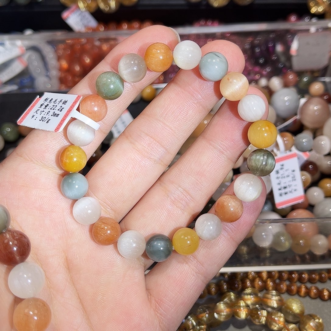 水晶手链未镶嵌彩兔毛