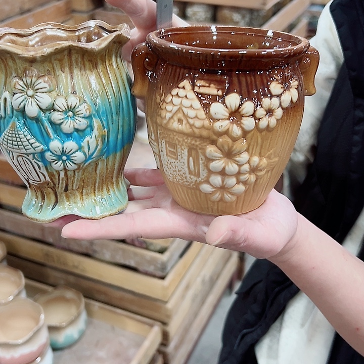 有孔.凑满10元发货多肉陶瓷花盆！