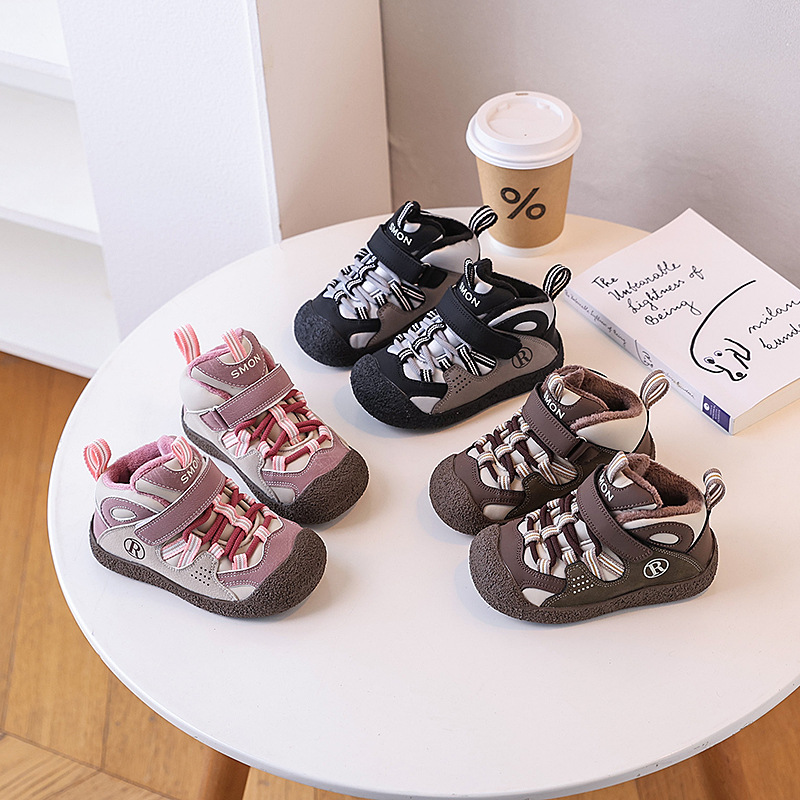 鞋子新款儿童加绒加棉运动鞋女童包头鞋男童二棉休闲鞋保暖鞋软底