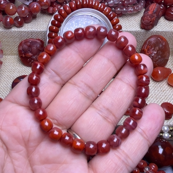 南红玛瑙未镶嵌手链火焰老型6 +