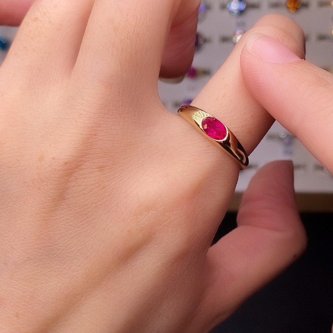 戒指红宝石银S925镶嵌