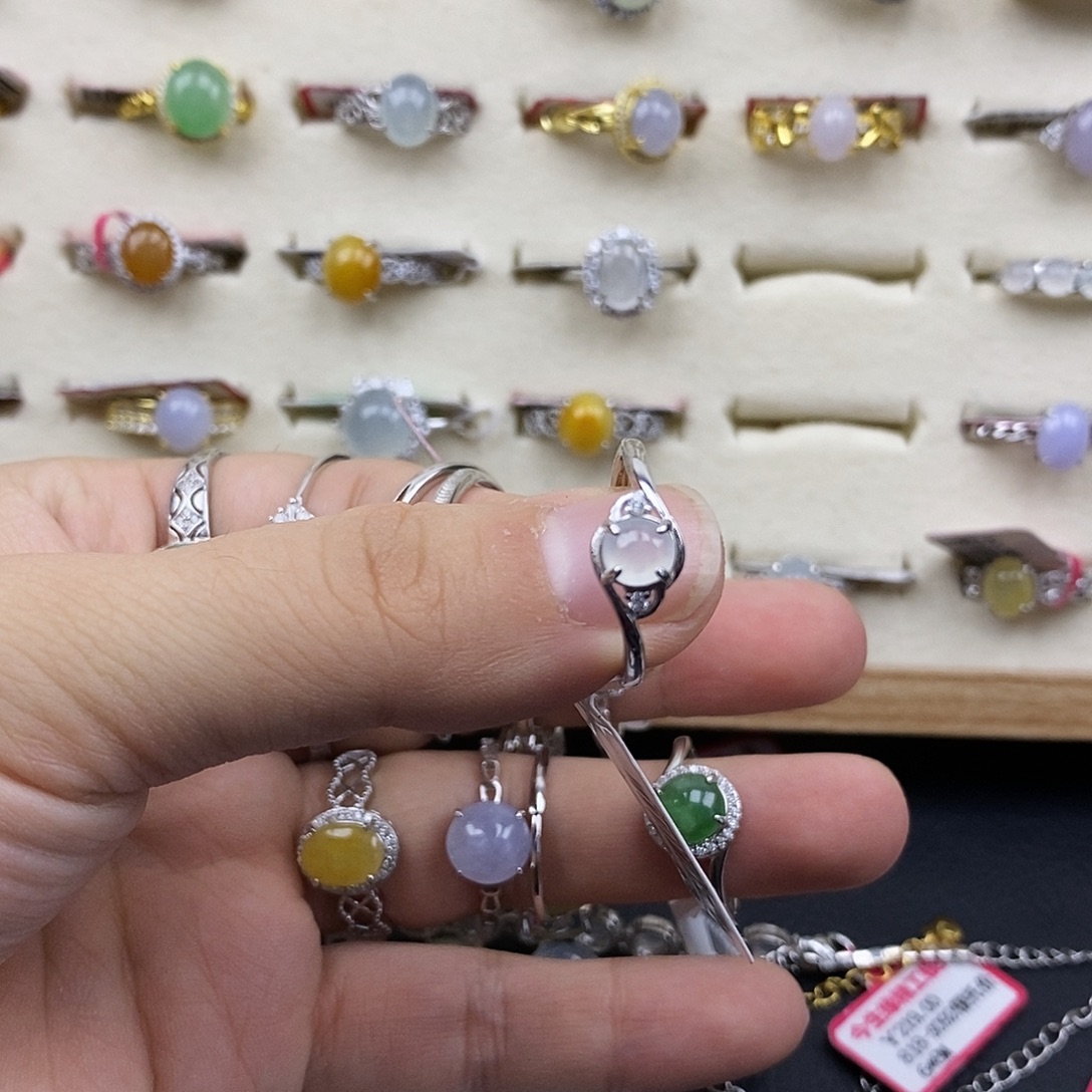 翡翠银S925镶嵌戒指