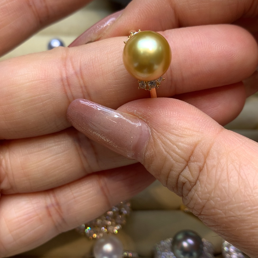 银S925镶嵌戒指海水珍珠