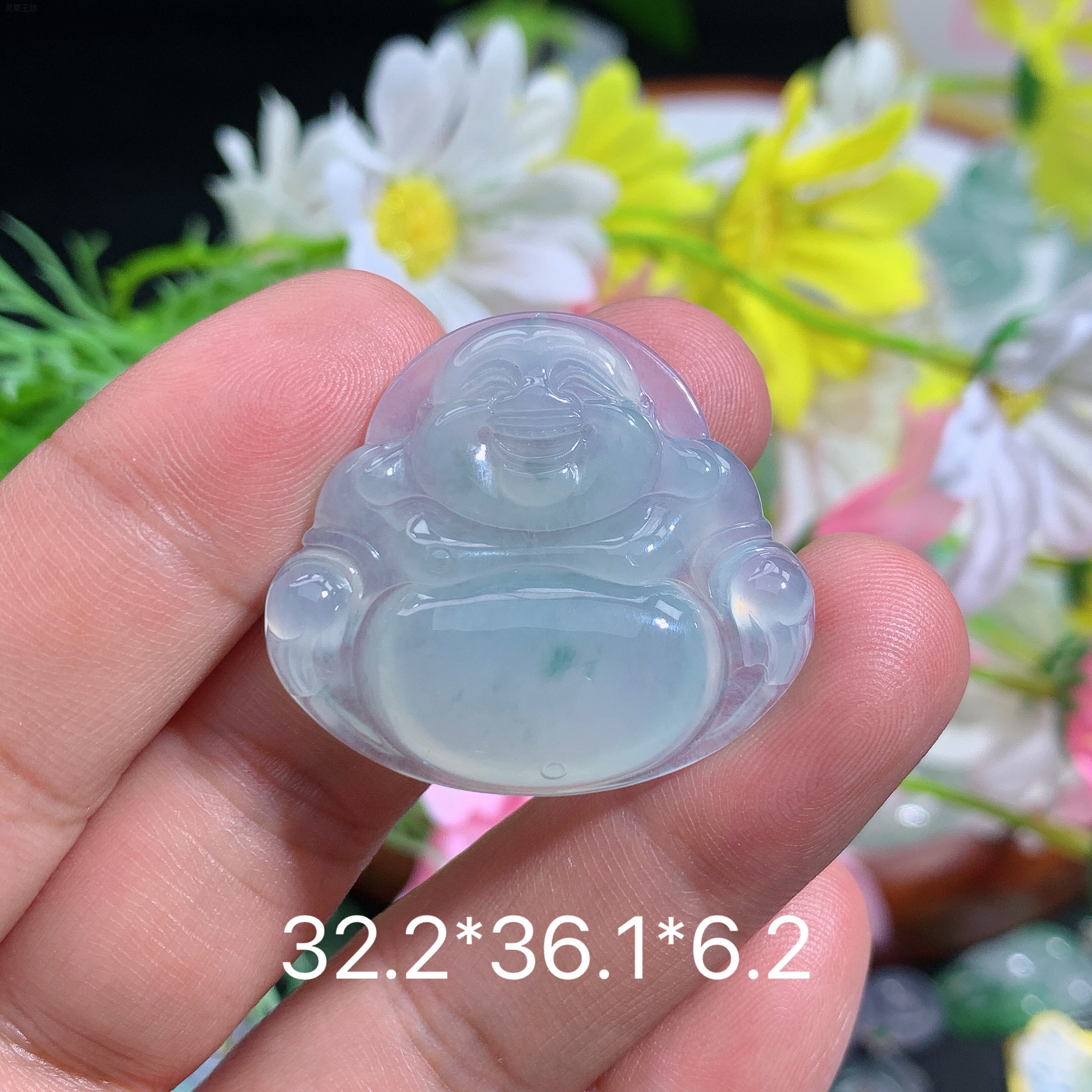 缅甸翡翠冰种飘花佛公品精致雕刻礼物上等翡翠佛公珠宝首饰精美