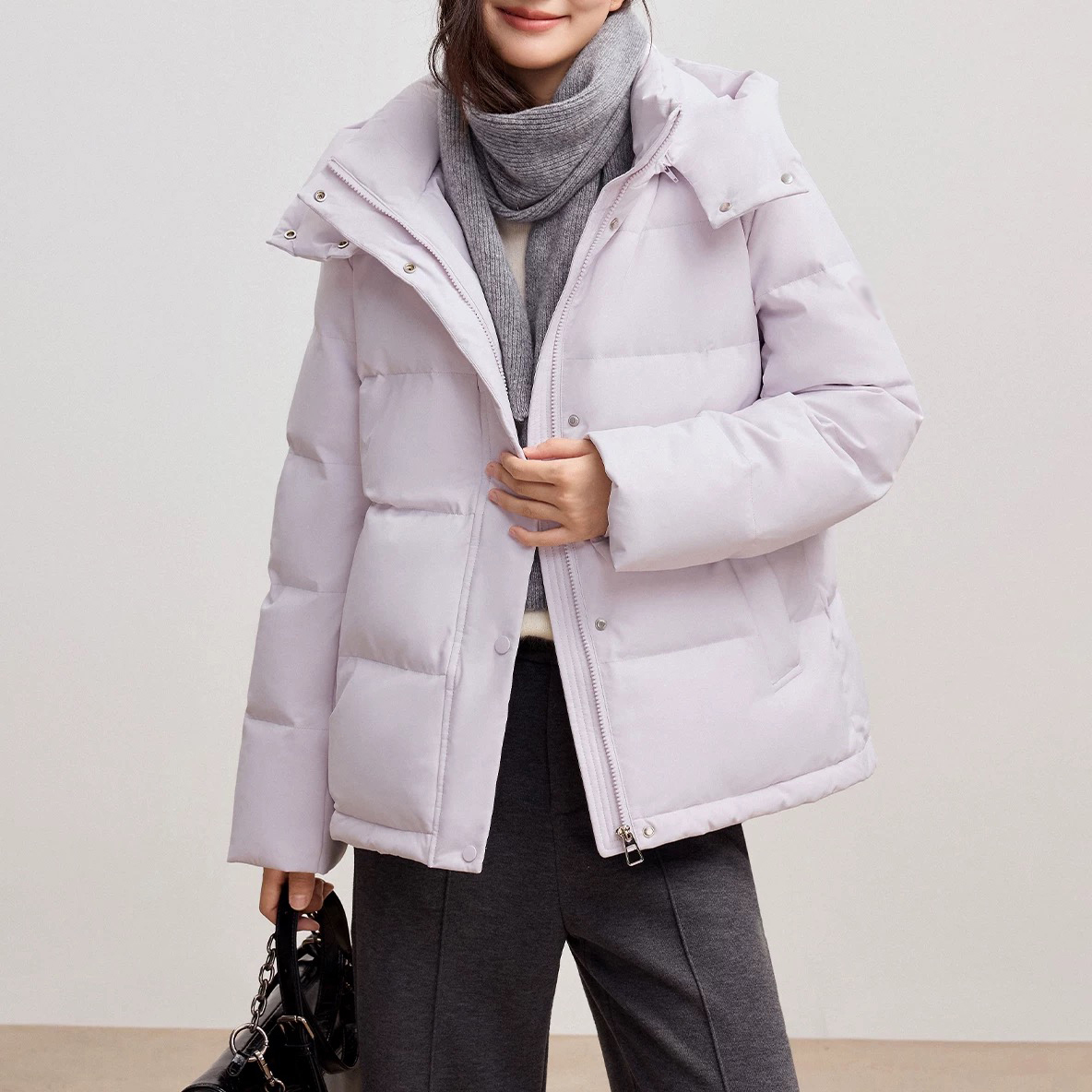 2025冬季新款白鹅绒羽绒服女连帽短款宽松遮肉显瘦百搭加厚鹅绒服