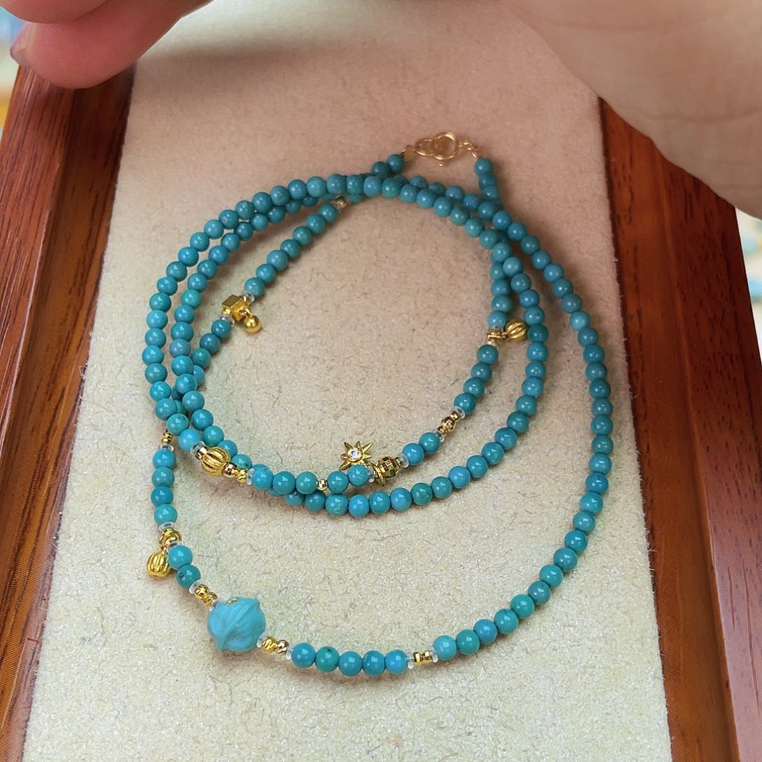 绿松石项链18K金镶嵌