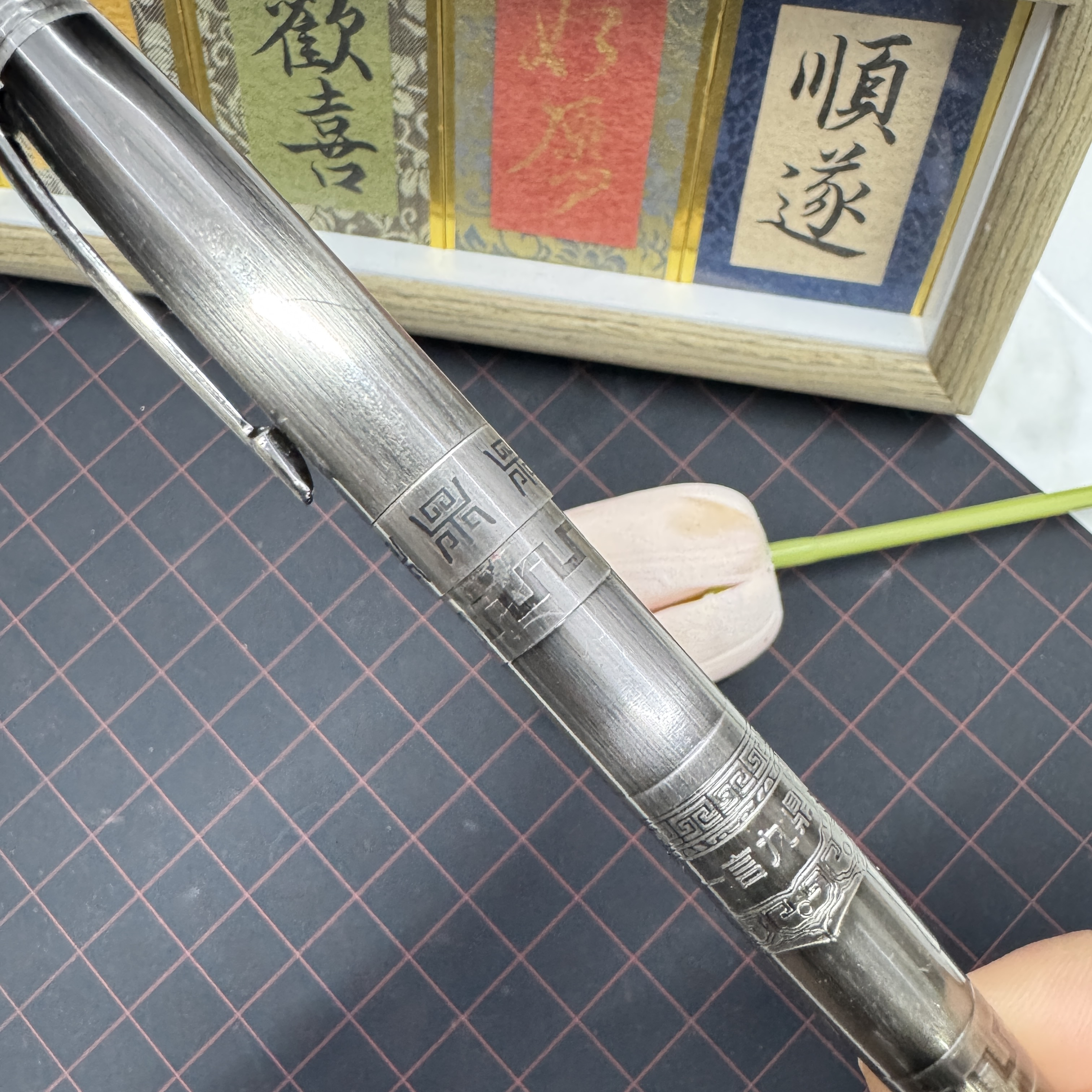 古银拉丝弯尖美工笔电镀古铜笔身纯手工打磨钢笔成人男女学生练字