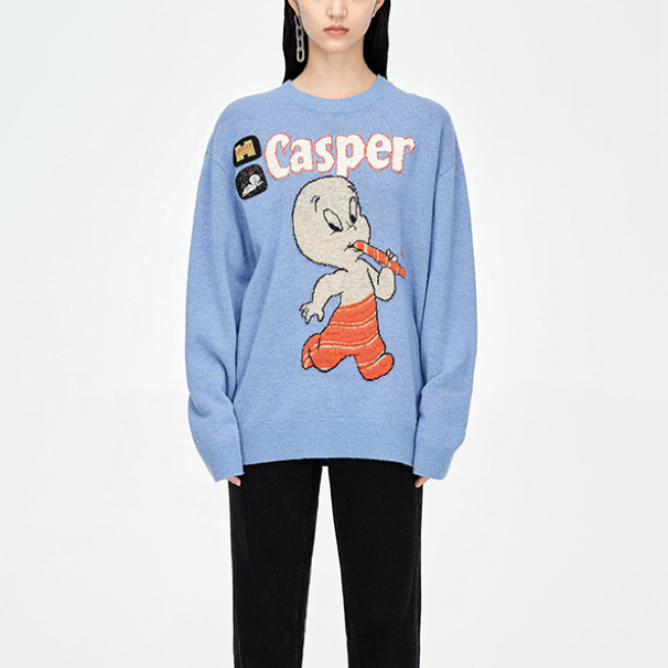 地家主牌（DA） 时尚宽松型卡通动漫套头圆领撤柜剪标毛衣2D1E4501