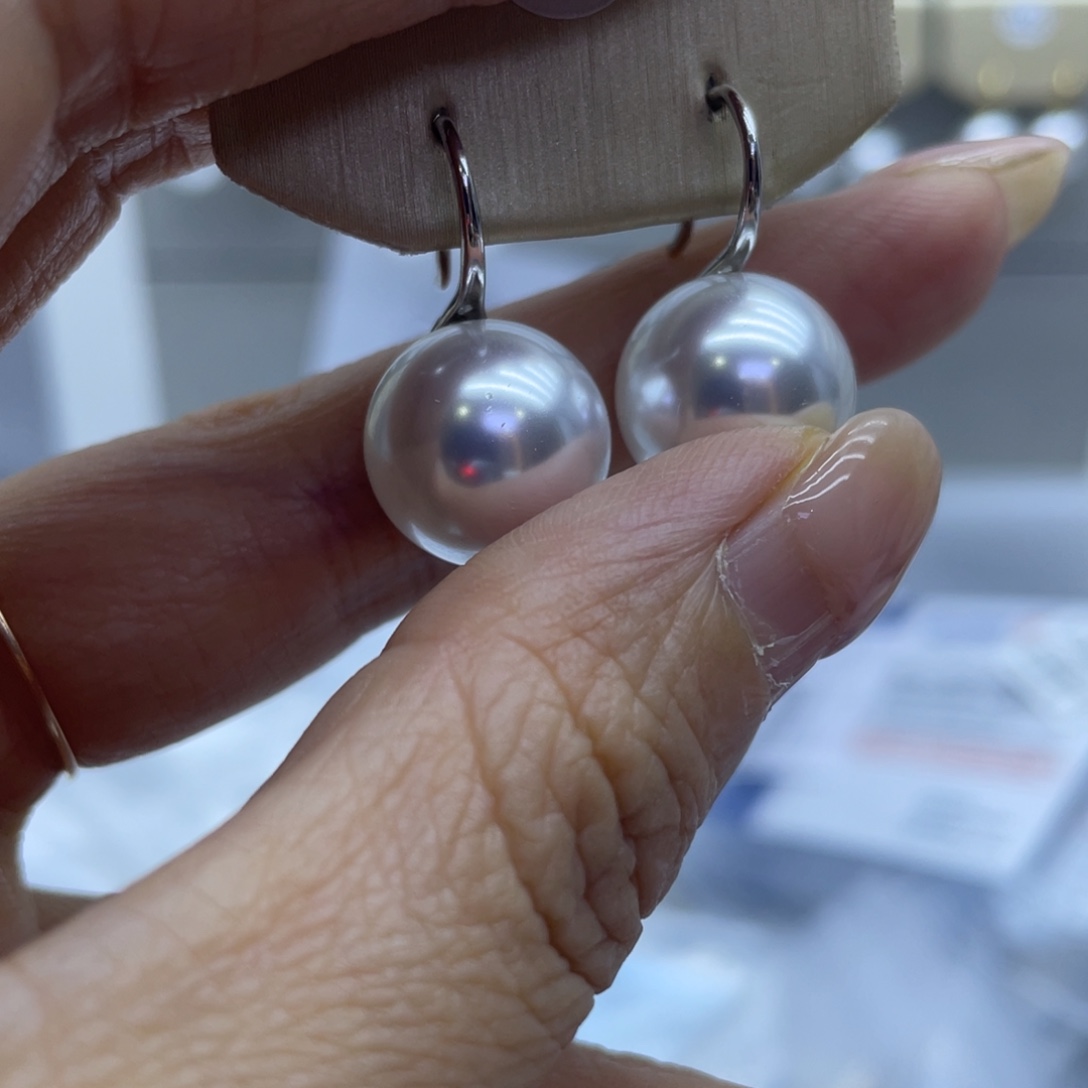 银S925镶嵌淡水珍珠耳饰