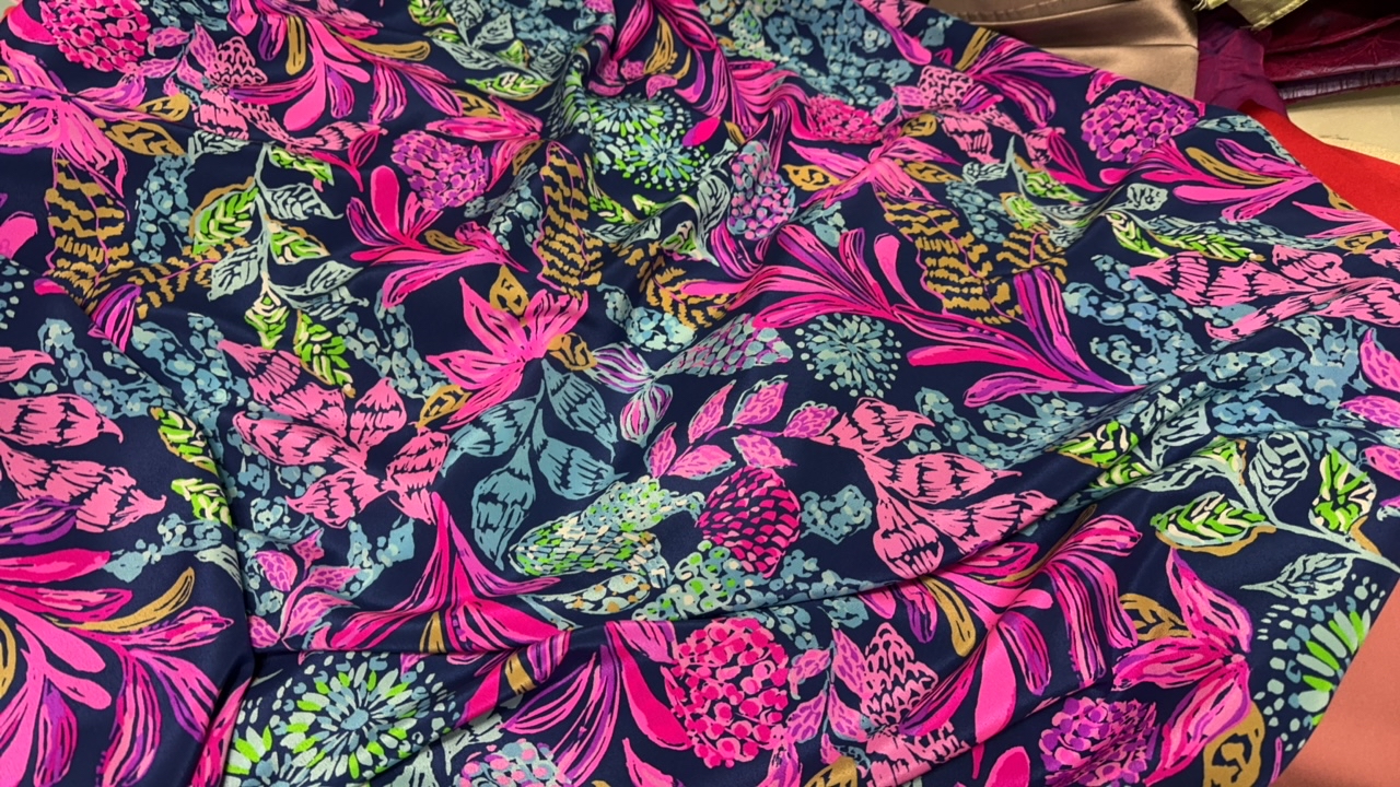 2米 花双绉桑蚕丝布料