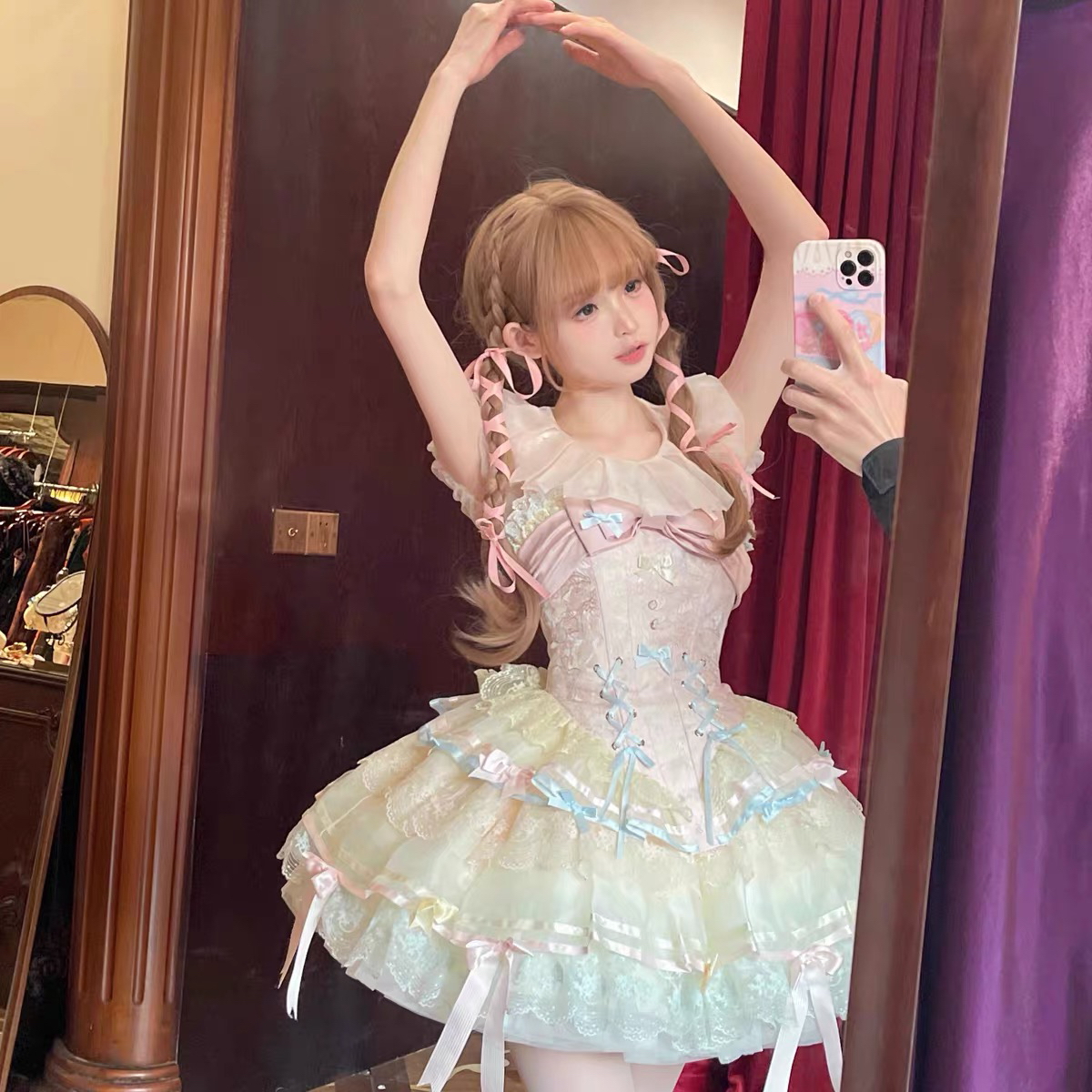 【丝带千千结】现货秒发 一颗小奶糖 甜美温柔芭蕾风lolita连衣裙