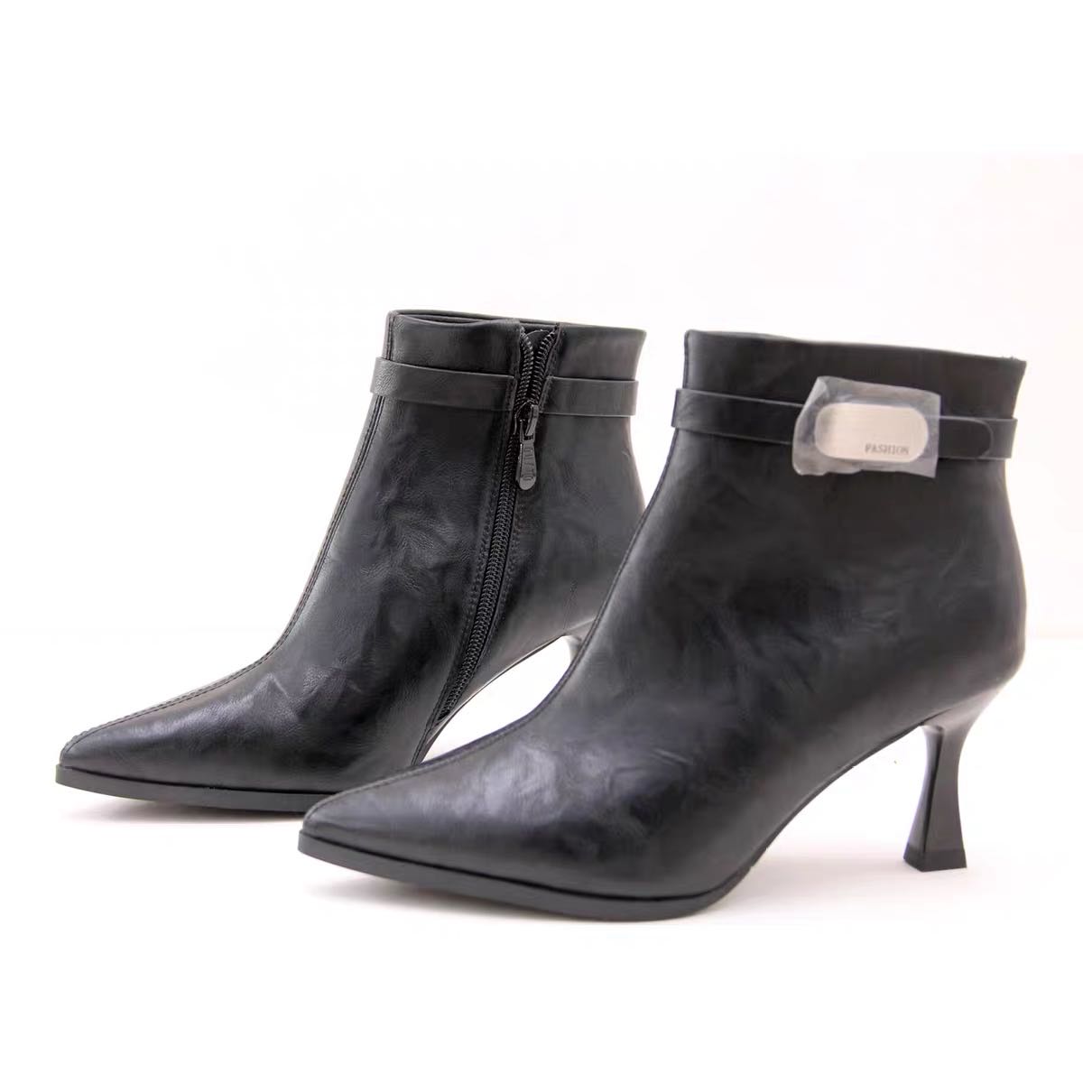 冬季新款3707短靴尖头细高跟加绒保暖时尚舒适女鞋24D