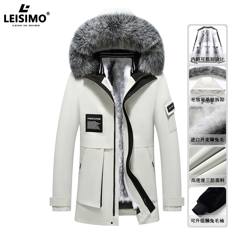 海宁冬季新款皮草派克服男獭兔毛内胆狐狸毛领皮毛一体加厚外套