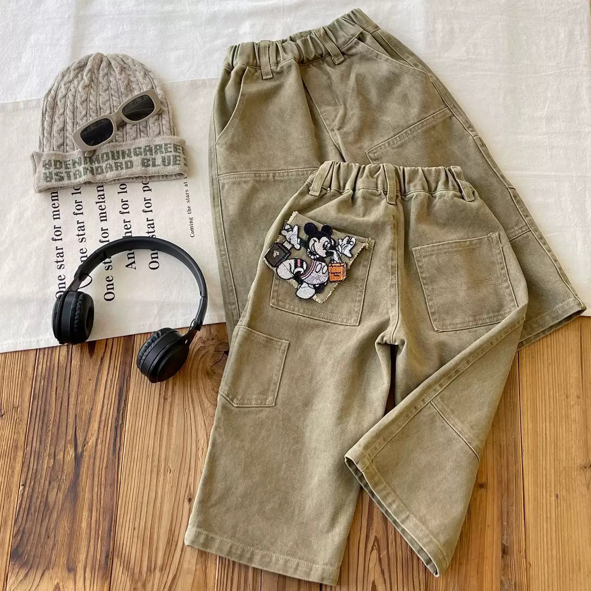 【山有户外】贴布日系中古棉质长裤儿童