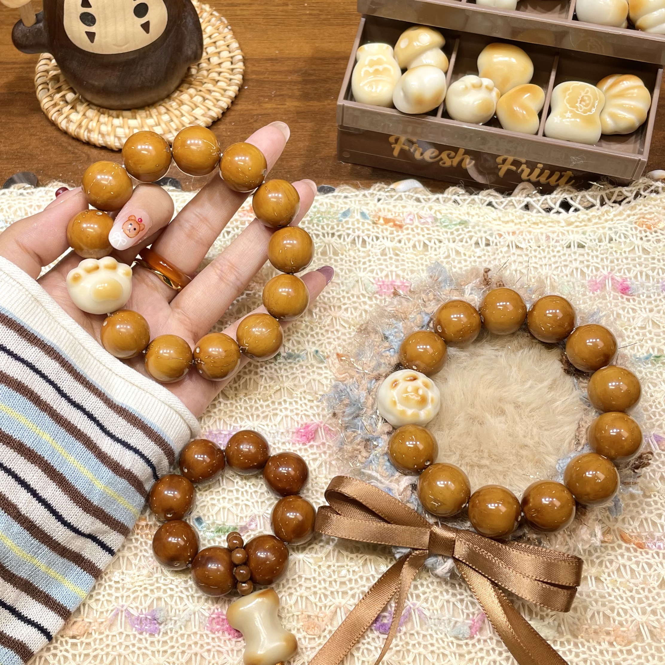 黄金甲 紫金鼠正圆光珠手串搭配猫爪/羊驼 卡16mm【默认手围16】