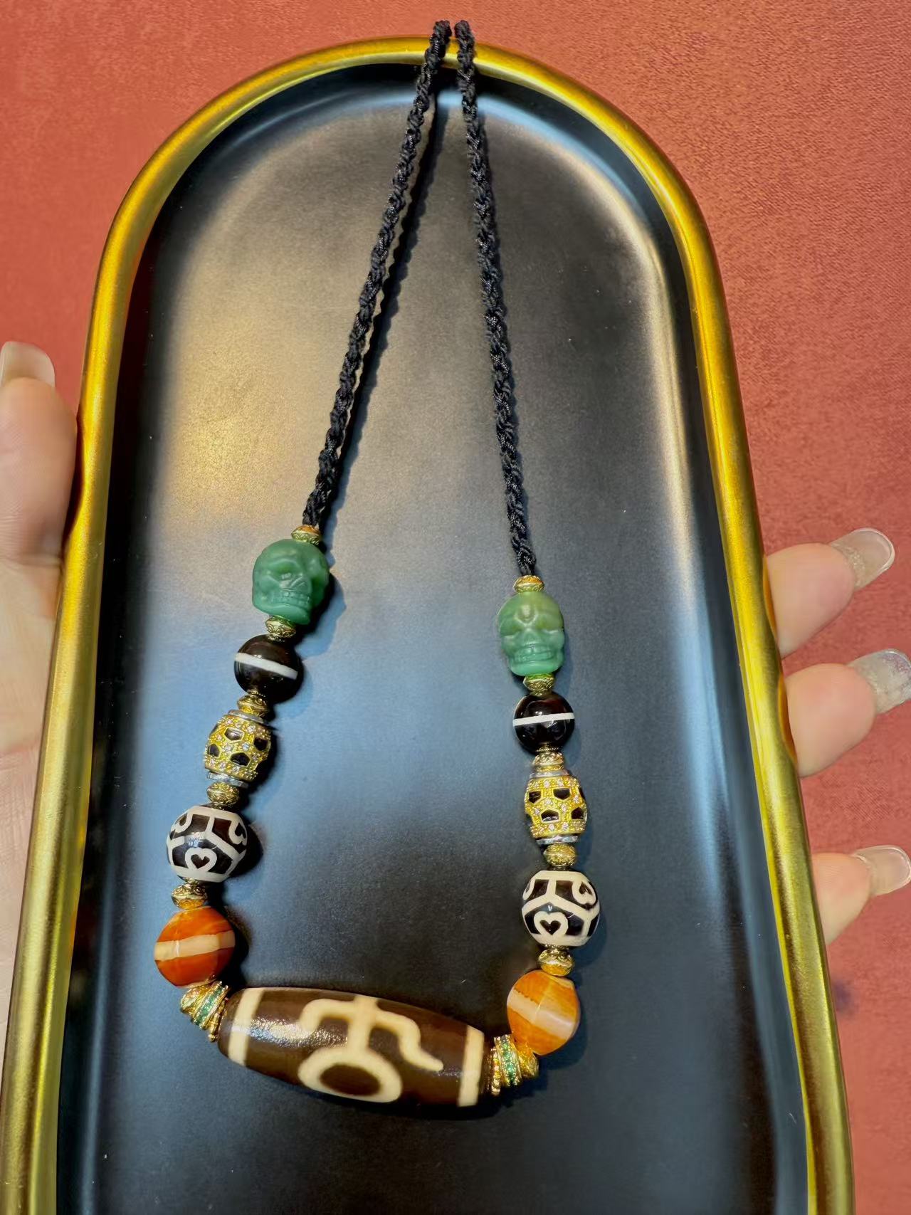 非金属棉绳项链 【灰姑娘原创】贵人珠珠阿呆编绳项链M3543