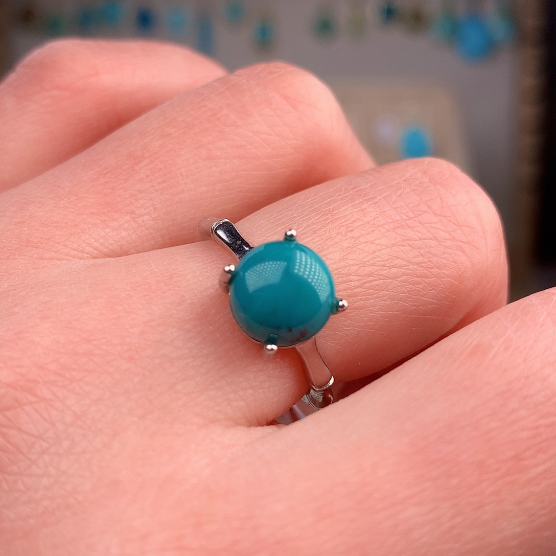 绿松石戒指银S925镶嵌