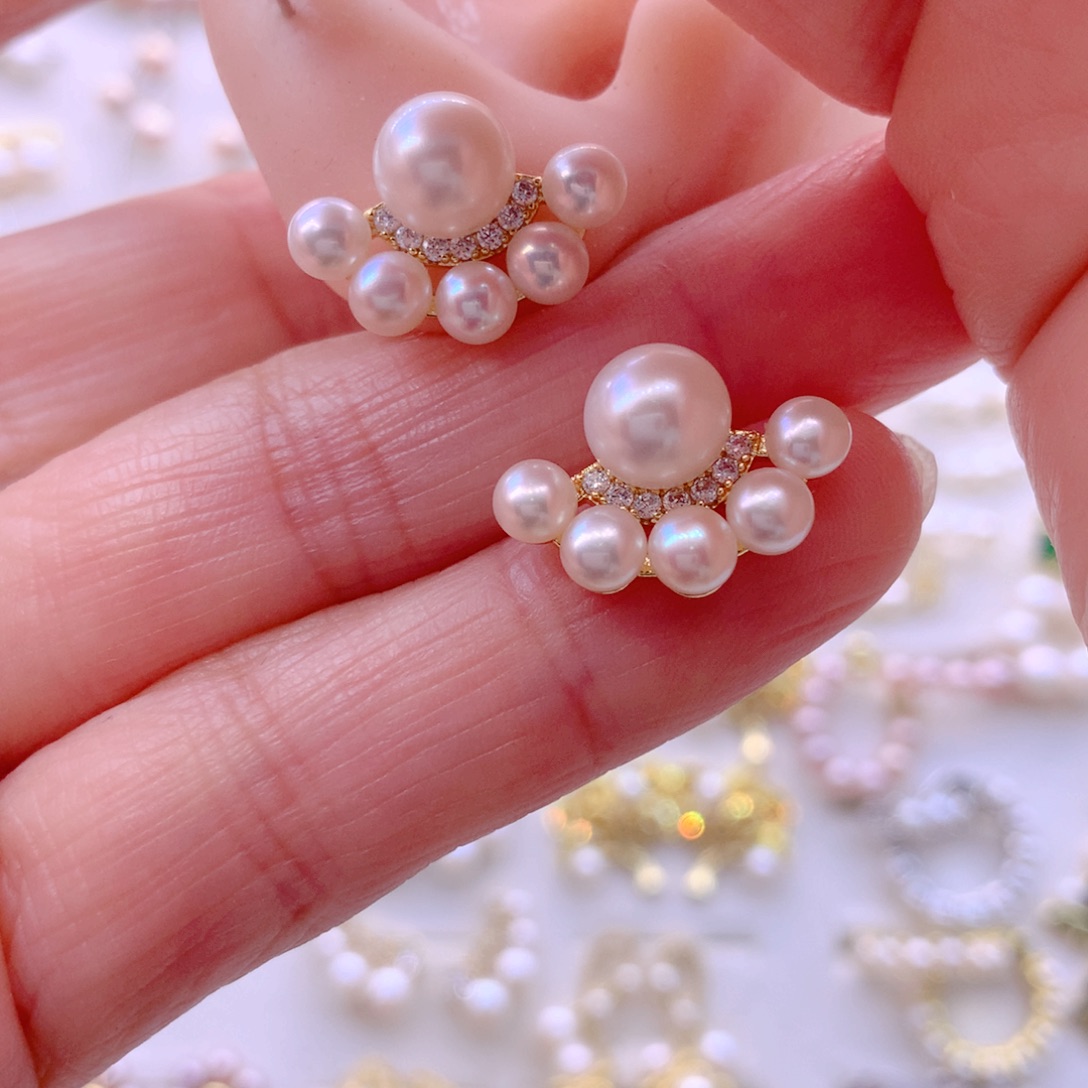 合金淡水珍珠耳饰