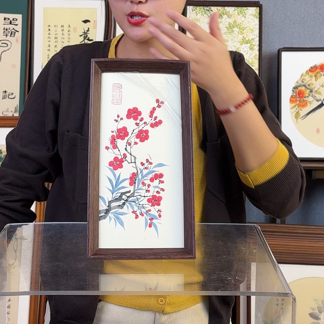 国画手绘带框尺寸：16*29