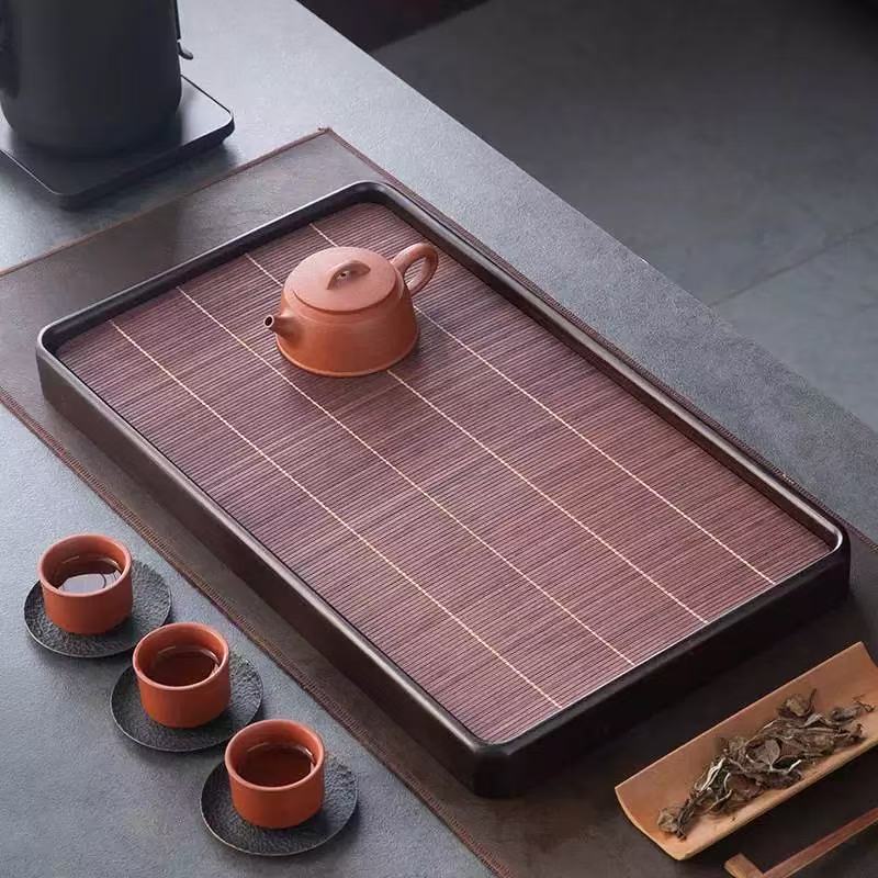 日式家用沥水竹茶盘中式复古小型储水便捷茶具托盘竹制干泡盘泡台