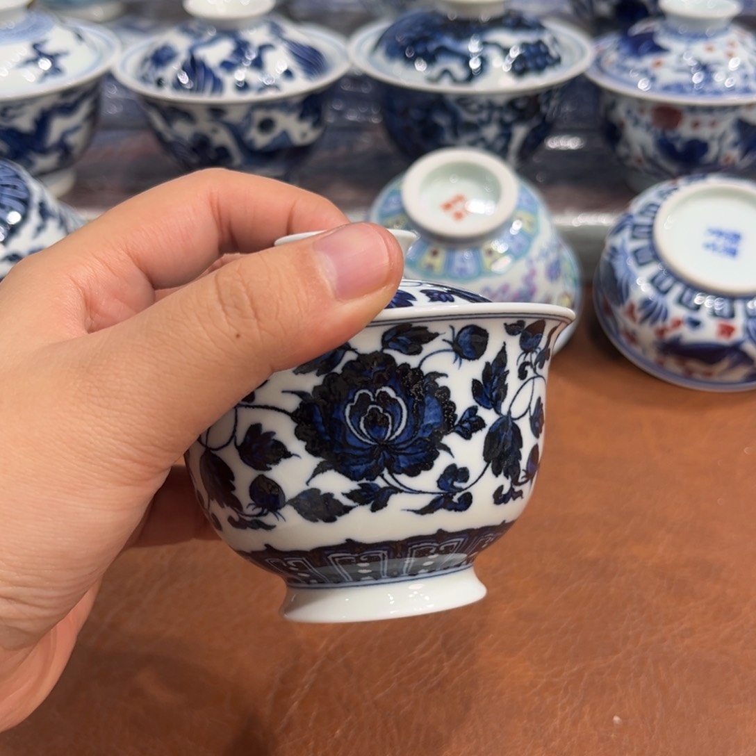 微瑕花卉盖碗11111111111111