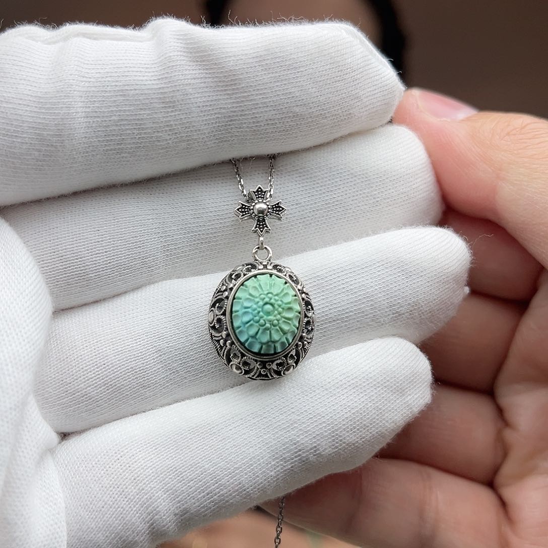 绿松石珠宝奇石银S925镶嵌