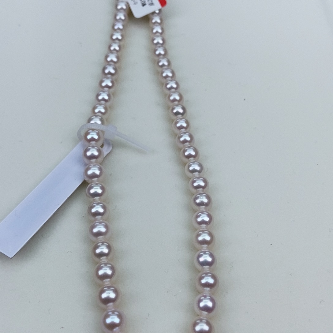 淡水珍珠6-7极光正圆白透粉银S925镶嵌