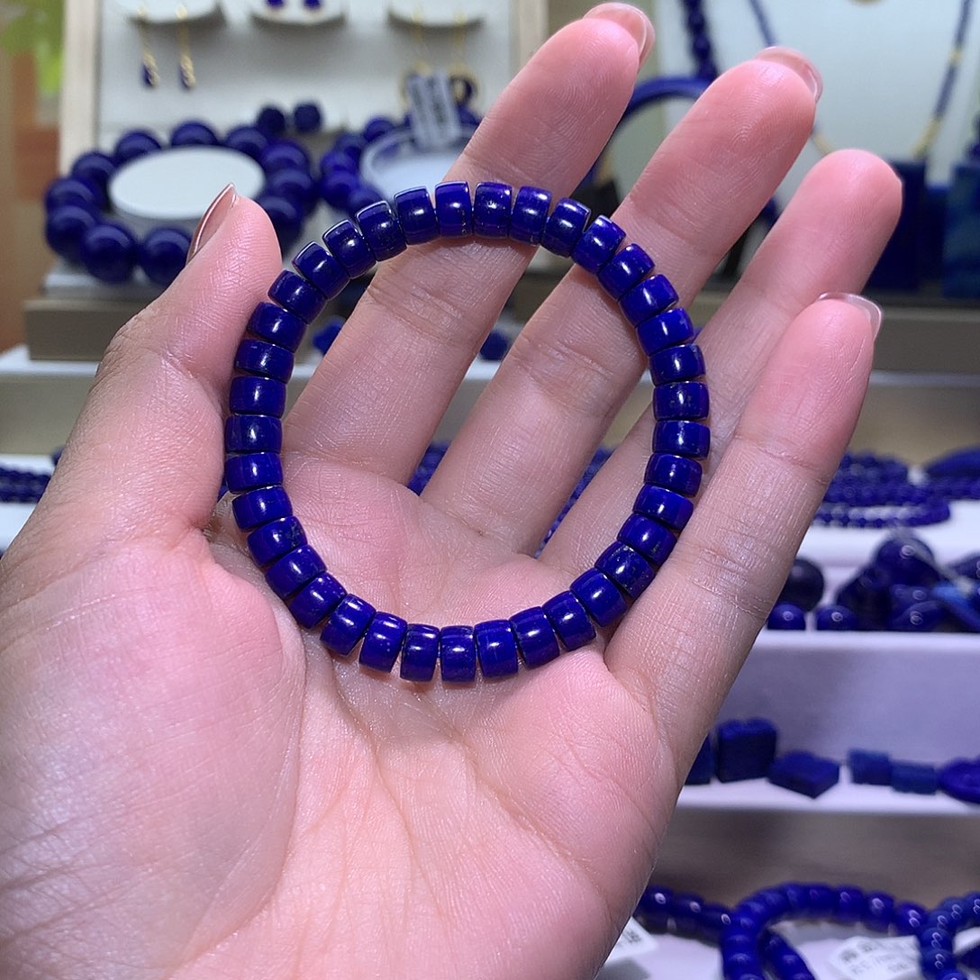 青金石未镶嵌天然原矿隔片手串7m +