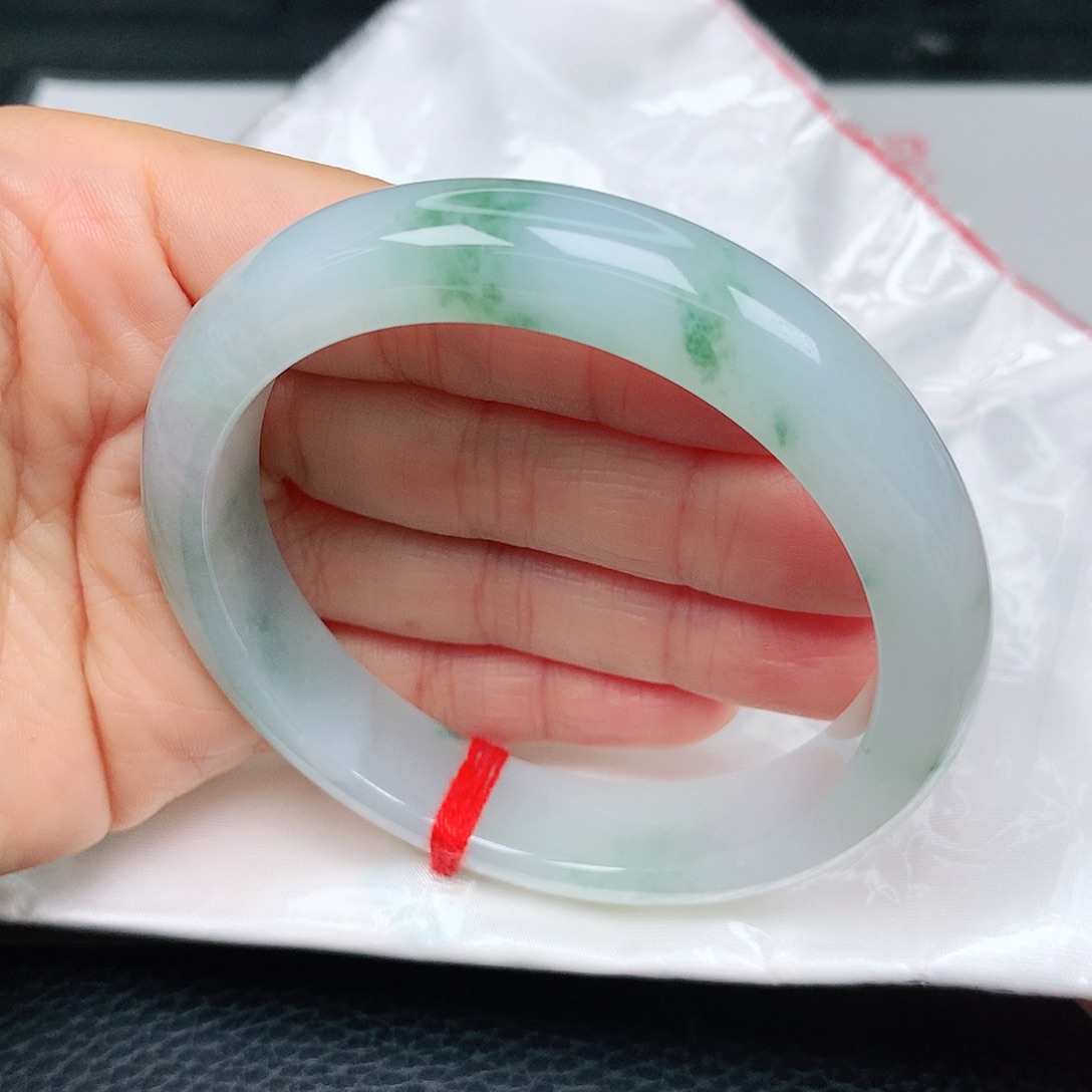 未镶嵌手镯翡翠冰胶飘绿花28