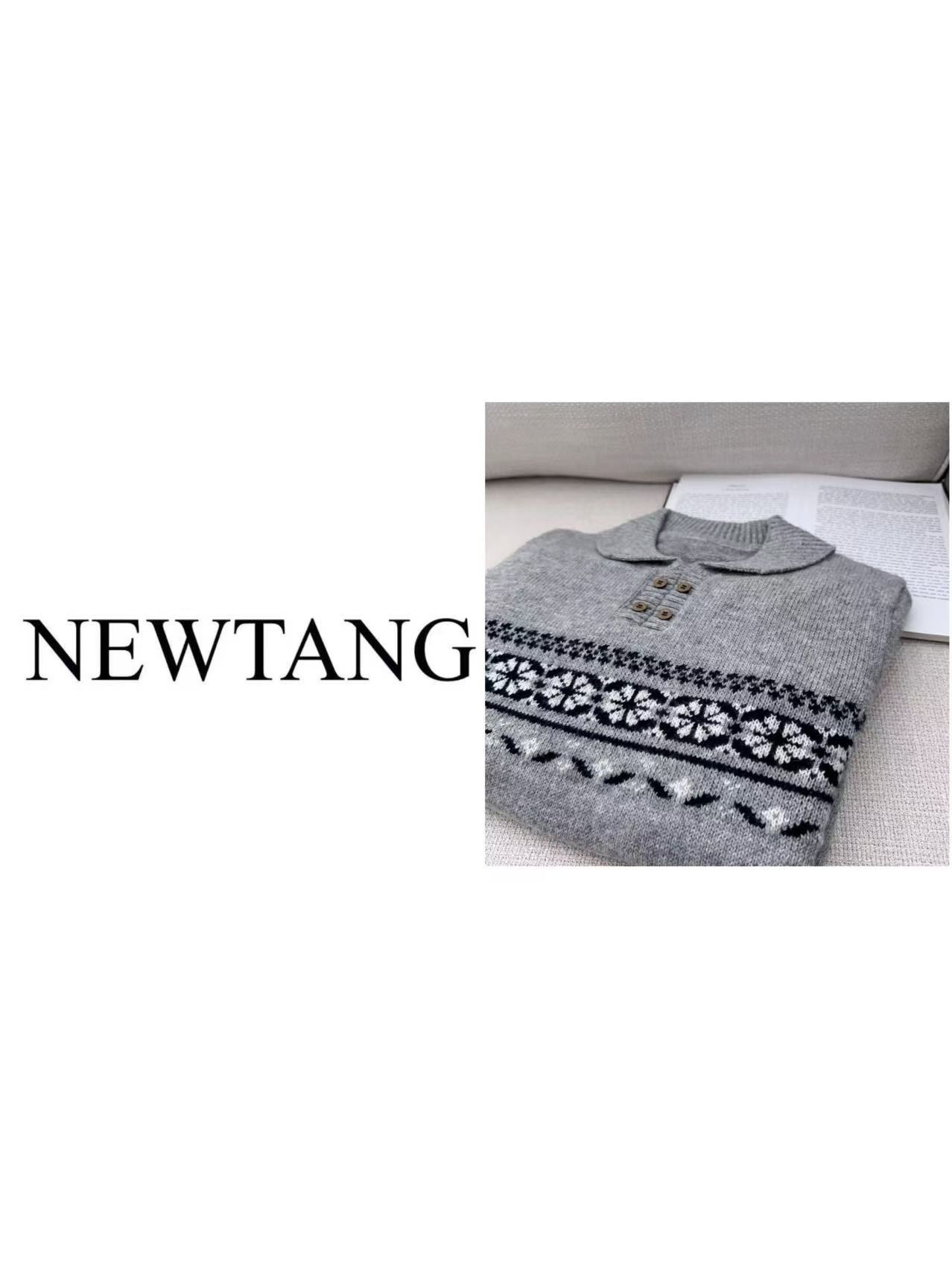 【秋风微澜】187复古俏皮2025时尚气质显瘦翻领毛衣百搭针织慵懒