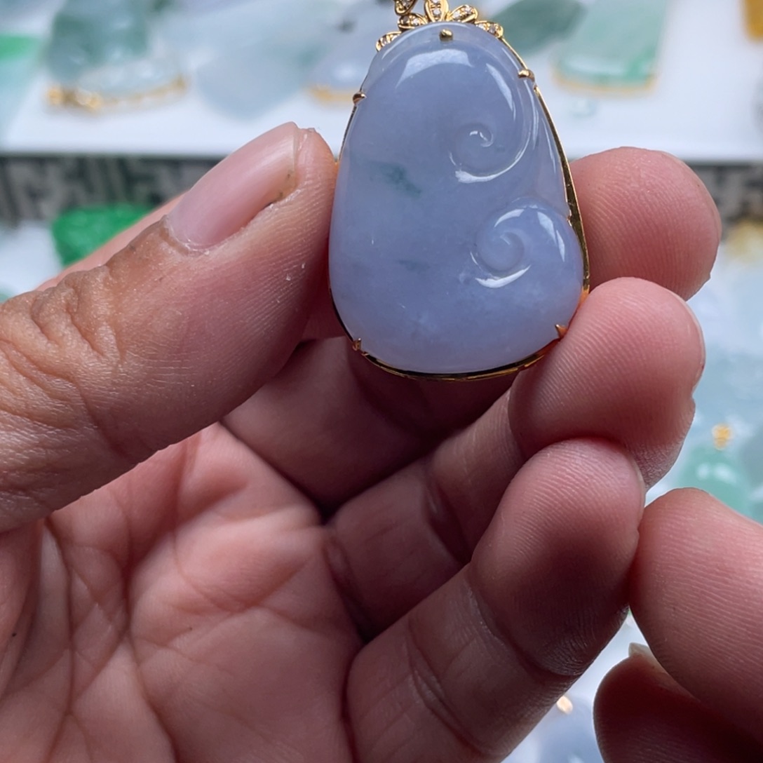 翡翠未镶嵌颈饰翡翠冰紫大如意