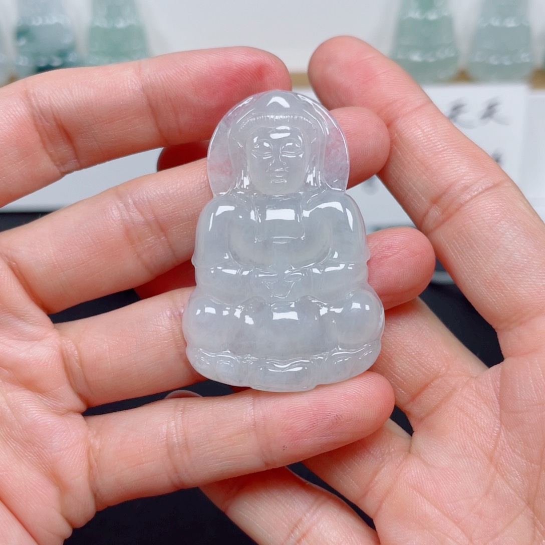 翡翠颈饰未镶嵌天然翡翠A货观音91号