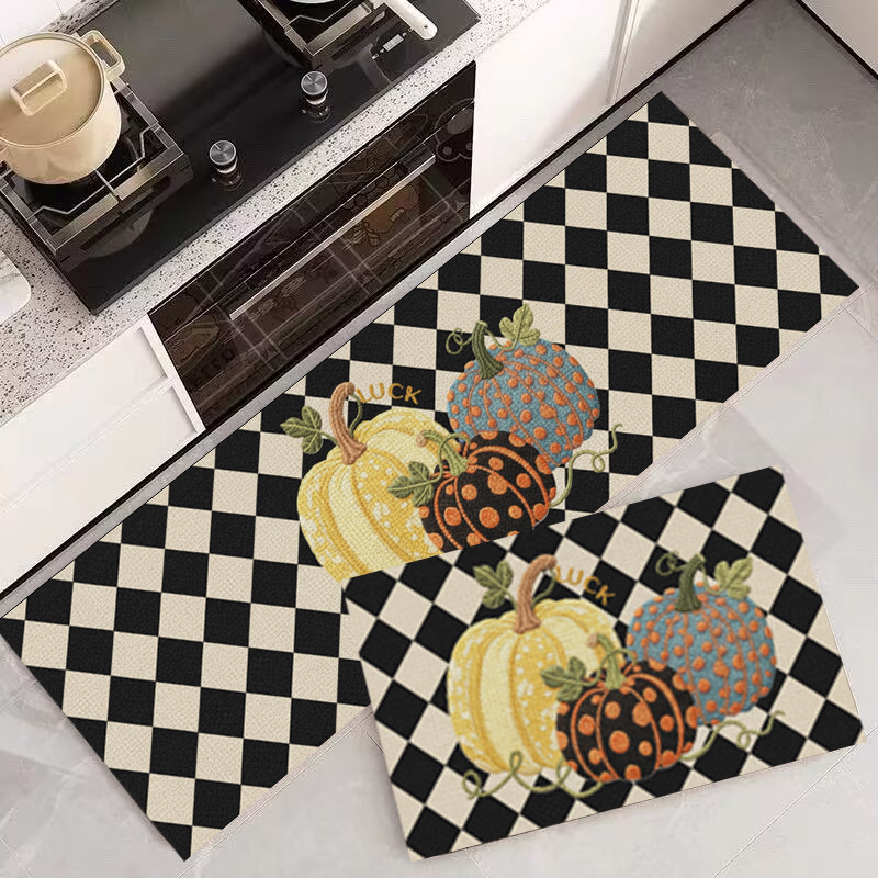 2025新款L形厨房皮革地垫防水防油垫免洗可擦阳台地毯防污可裁剪