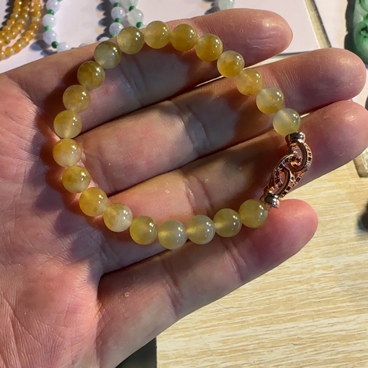 定制翡翠未镶嵌翡翠冰黄手串